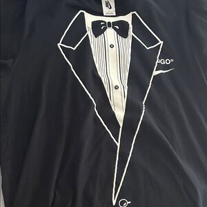 Off  white for Nike Men’s Black Tee with White Tuxedo Graphic